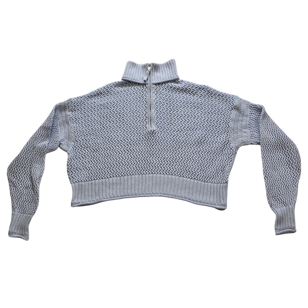 Aerie Cropped‎ Knit Half Zip Sweater Chunky Cozy Minimalist Womens XS